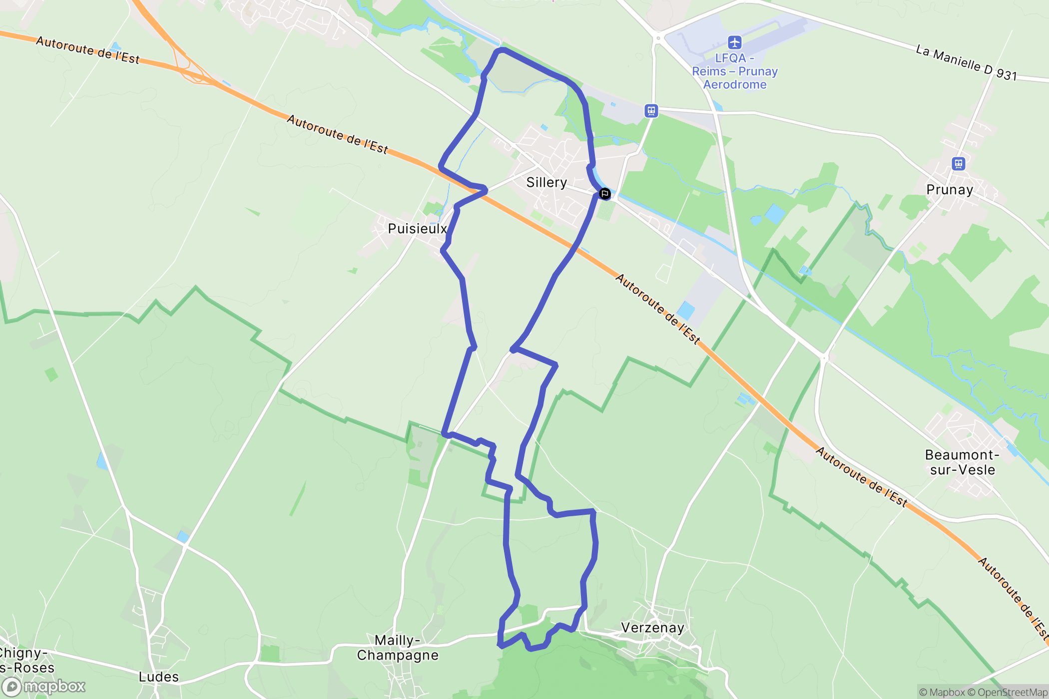 Sillery : carte du parcours de randonnée - France