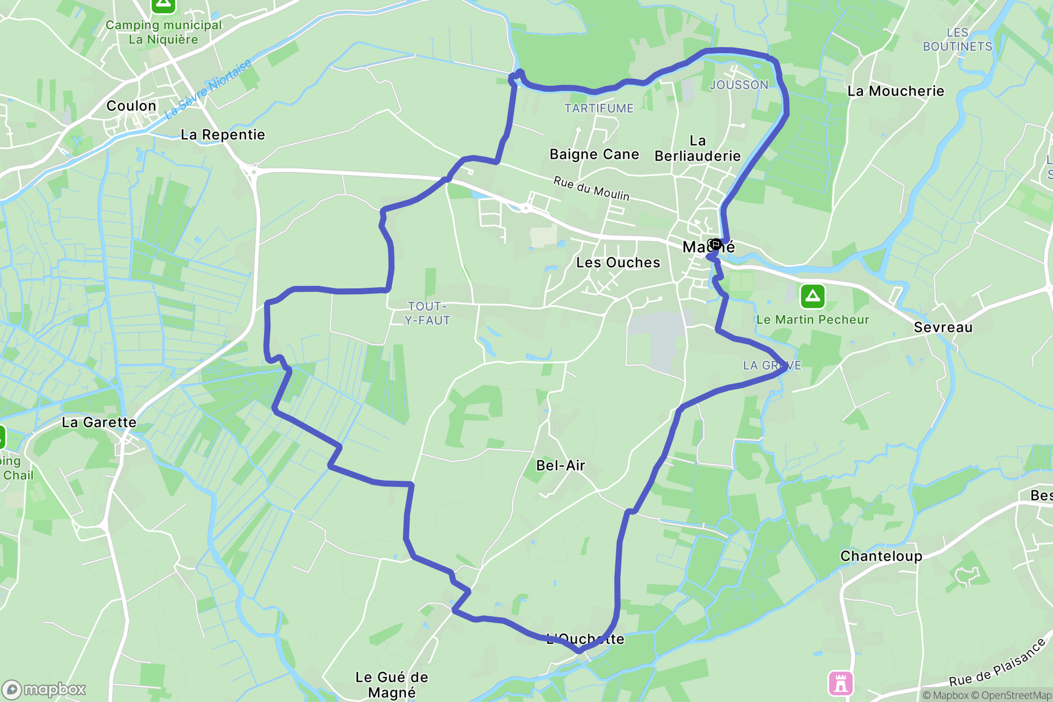 Magné : carte du parcours de randonnée - France