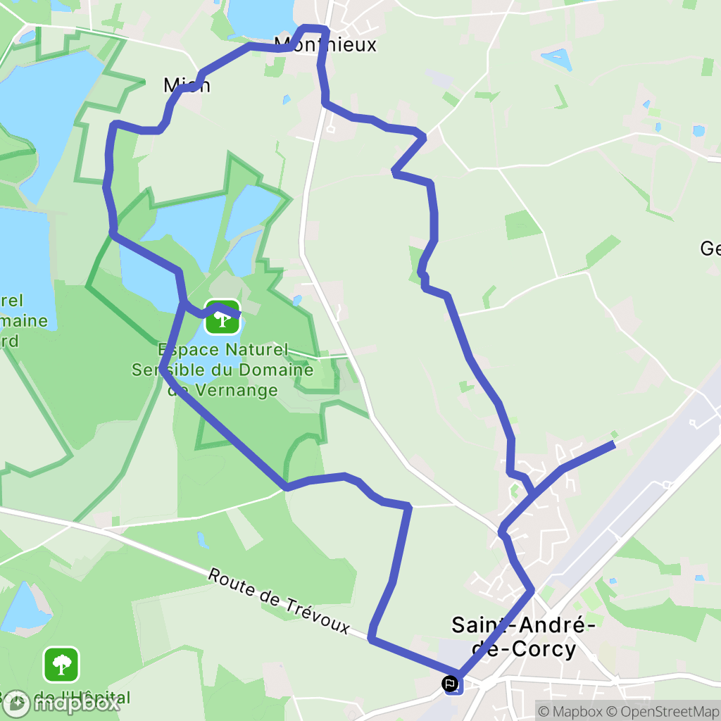 Saint-André-de-Corcy : carte du parcours de randonnée - France