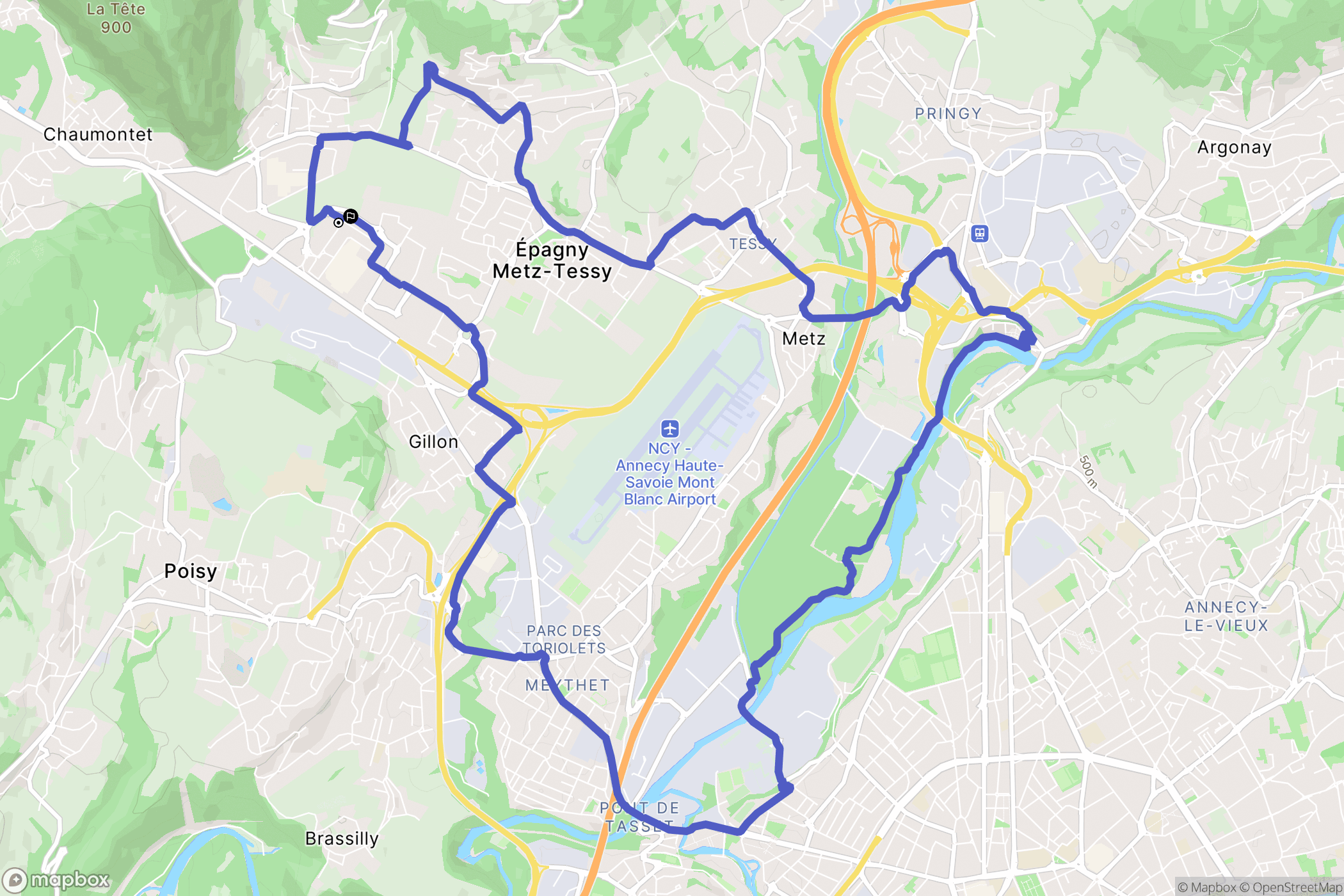 Epagny Metz-Tessy : carte du parcours de randonnée - France