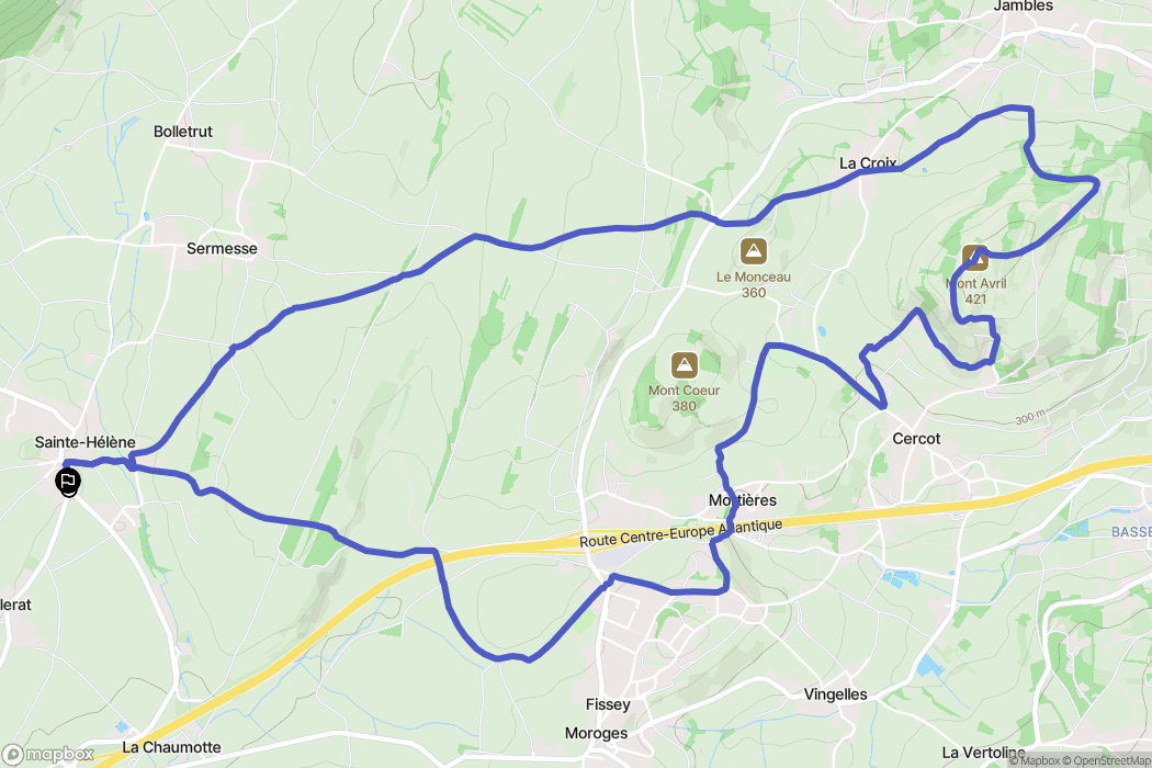 Sainte-Hélène : carte du parcours de randonnée - France