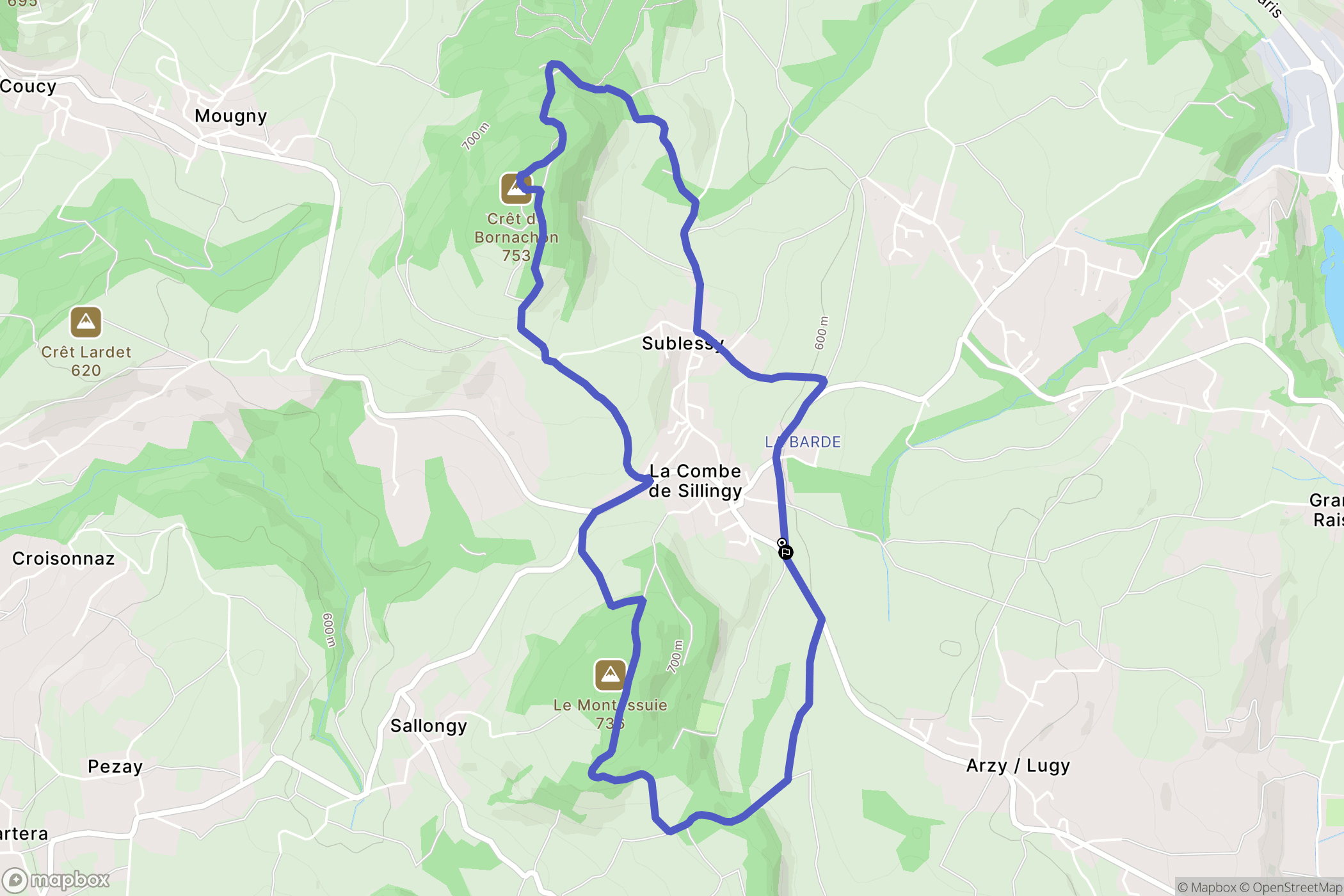 Sillingy : carte du parcours de randonnée - France