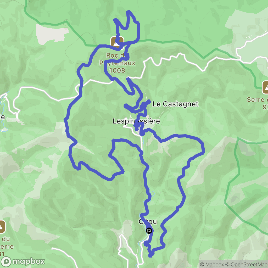 Citou : carte du parcours de randonnée - France
