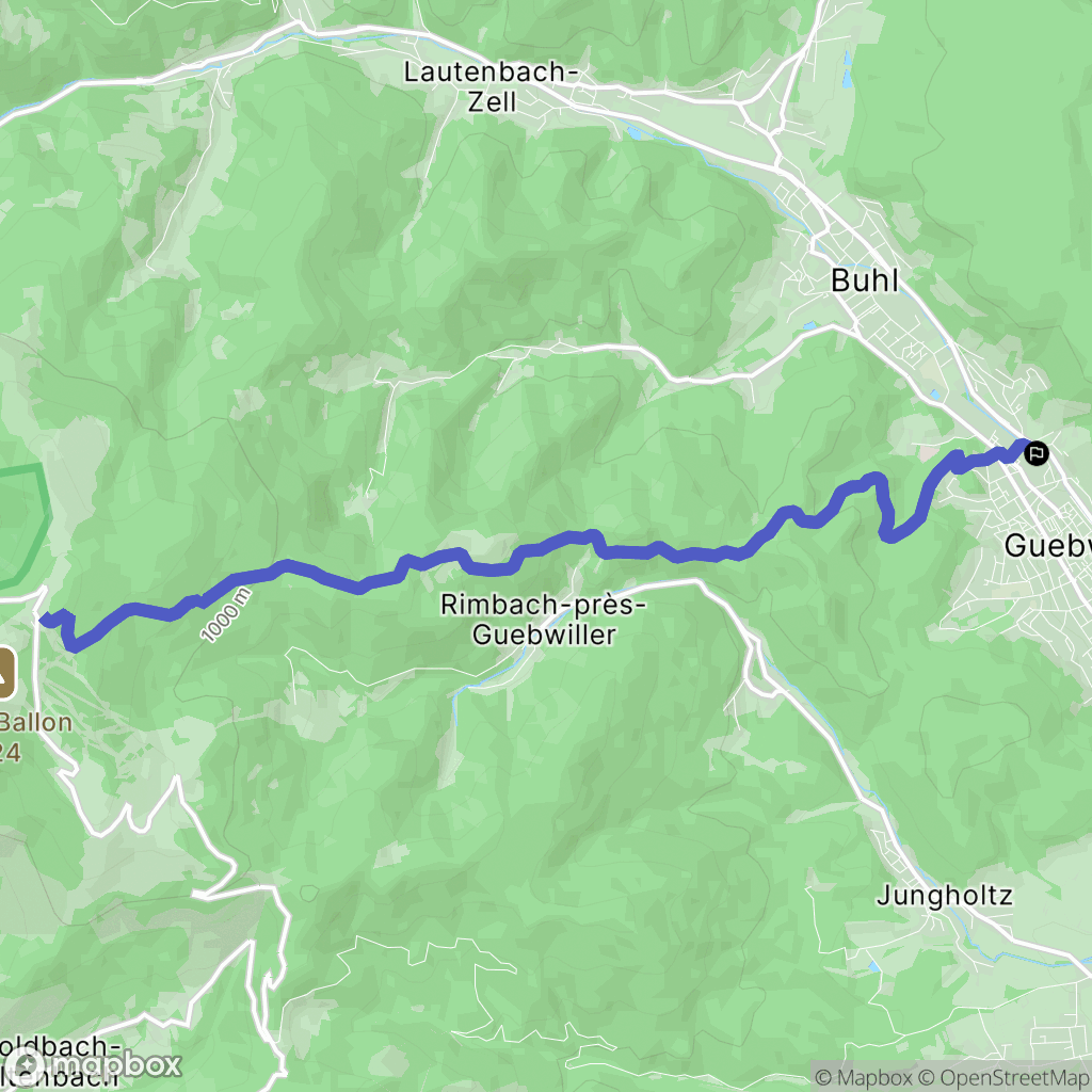 Guebwiller : carte du parcours de randonnée - France