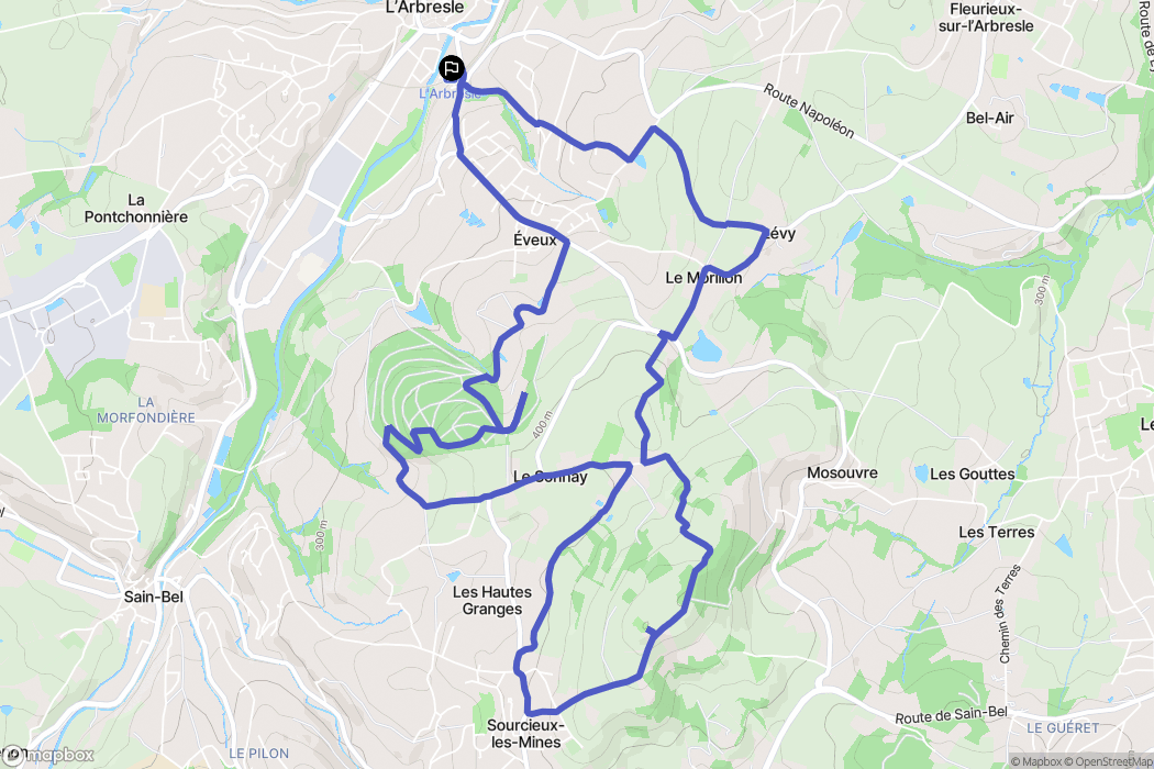 L'Arbresle : carte du parcours de randonnée - France