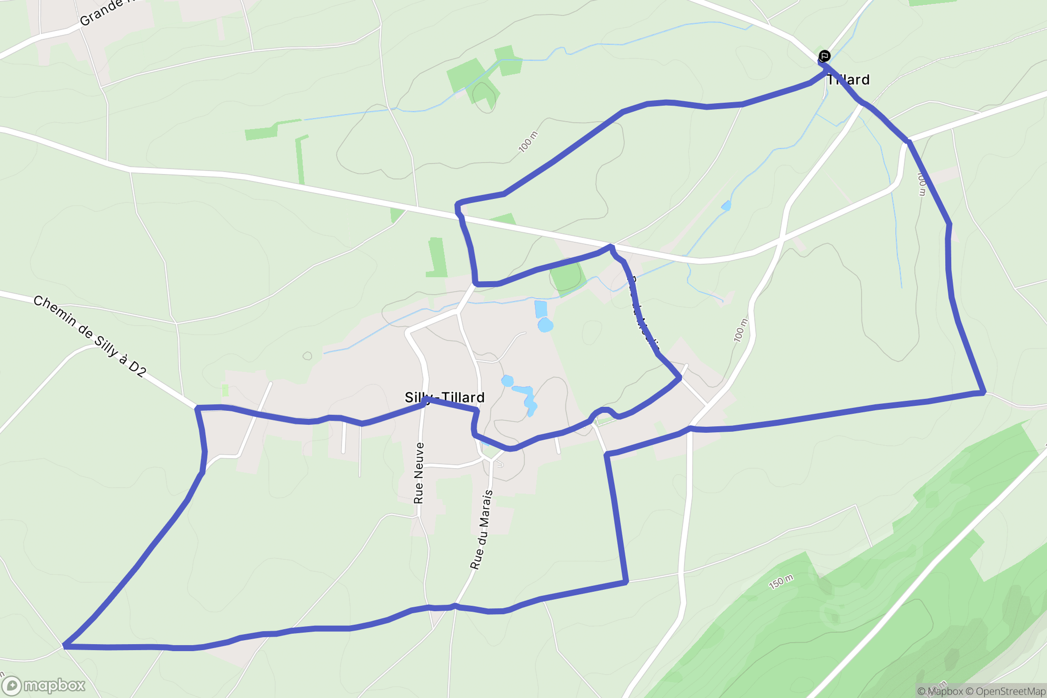 Silly-Tillard : carte du parcours de randonnée - France