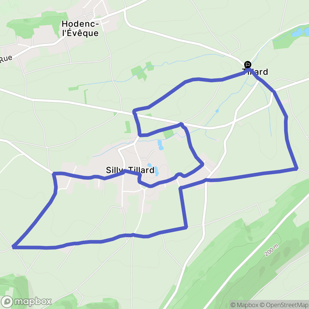 Silly-Tillard : carte du parcours de randonnée - France