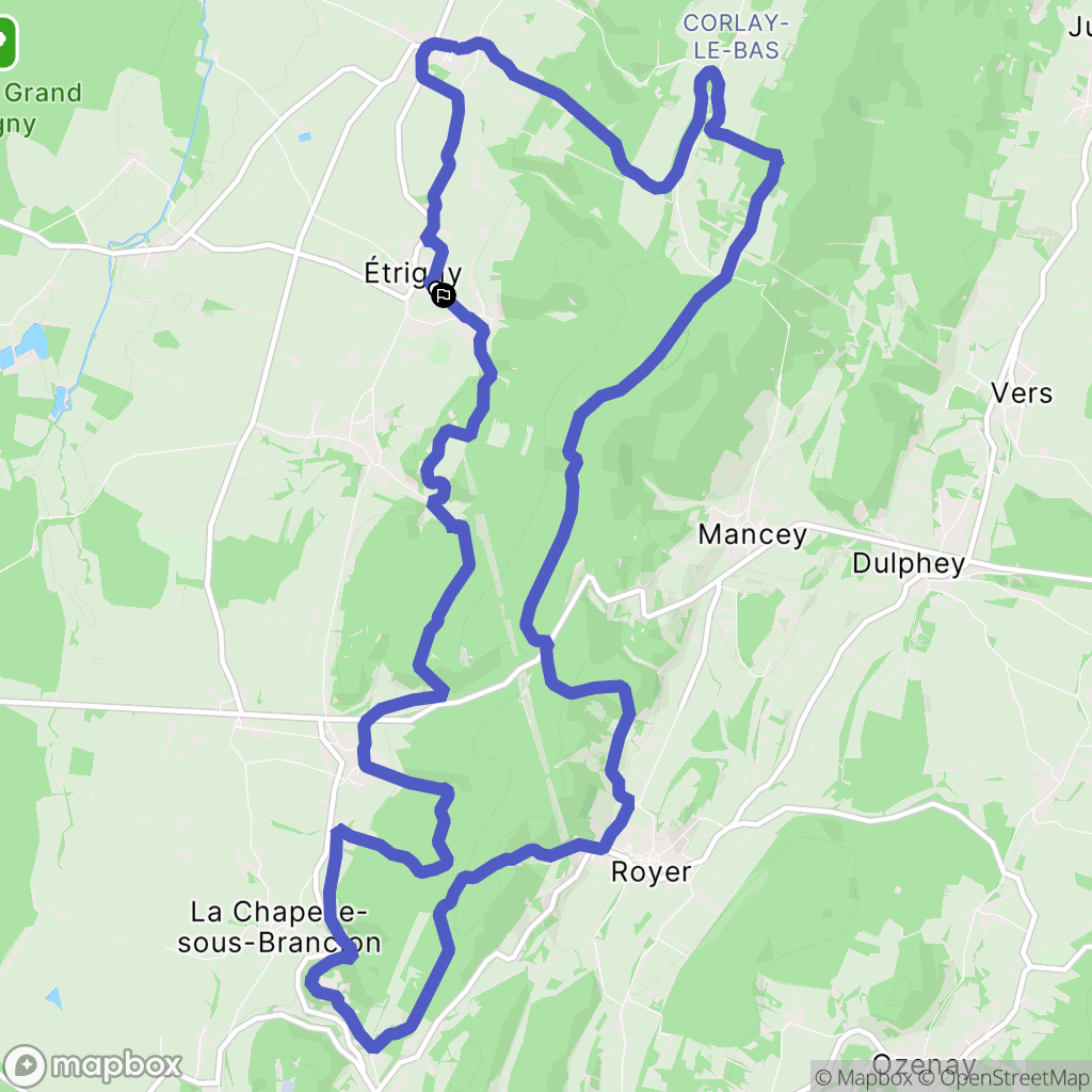 Étrigny : carte du parcours de randonnée - France
