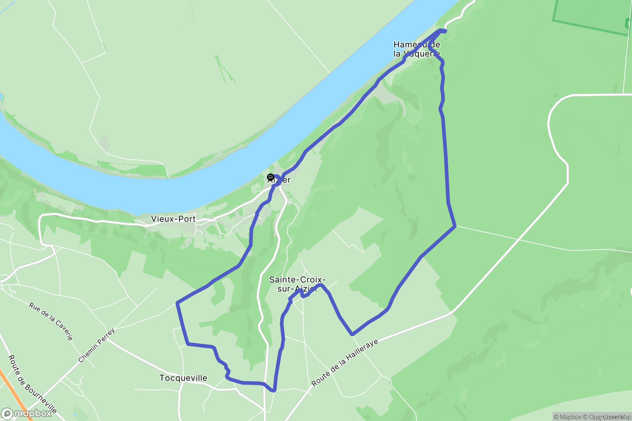 Aizier : carte du parcours de randonnée - France
