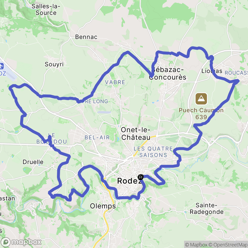 Rodez : carte du parcours de randonnée - France