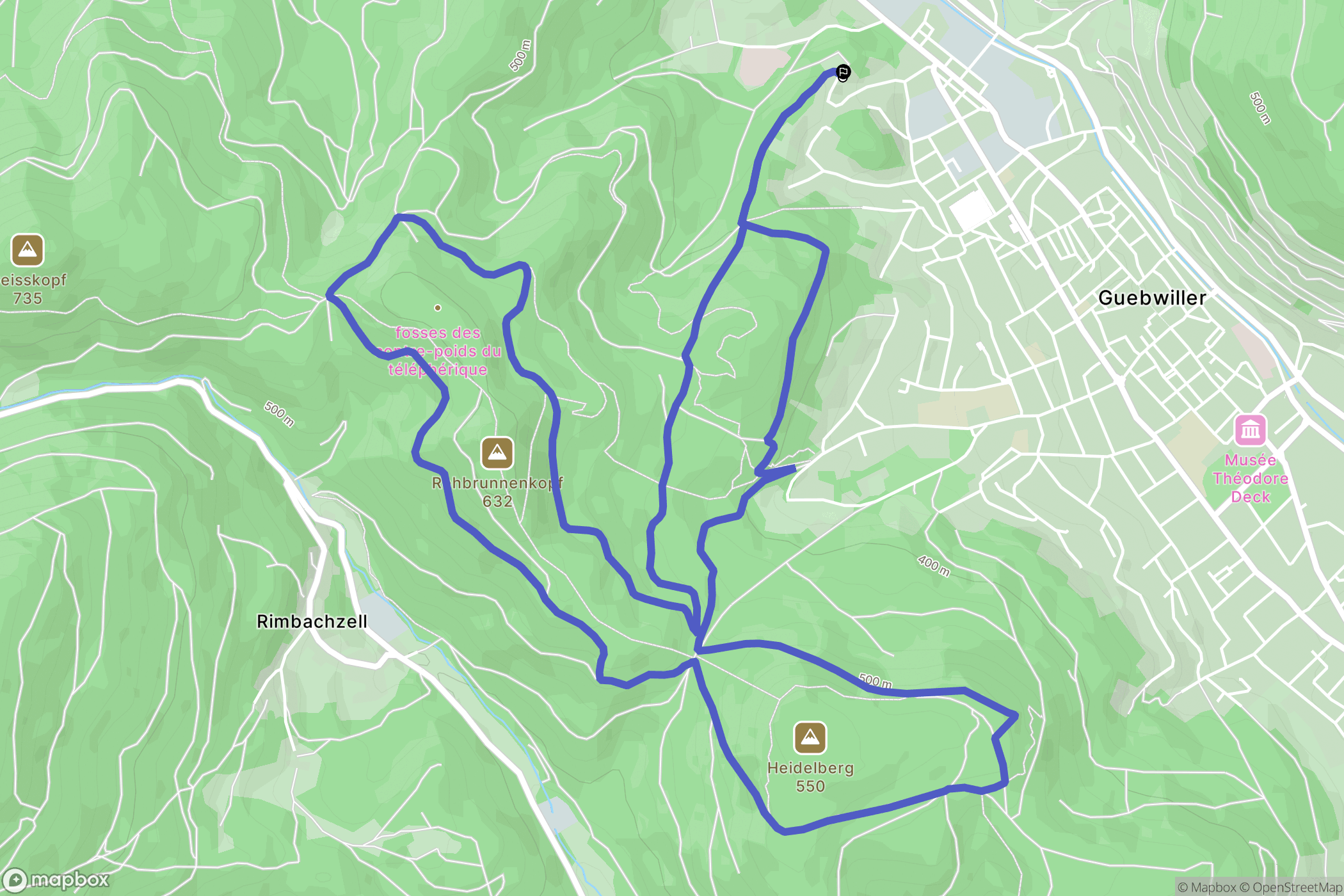 Guebwiller : carte du parcours de randonnée - France