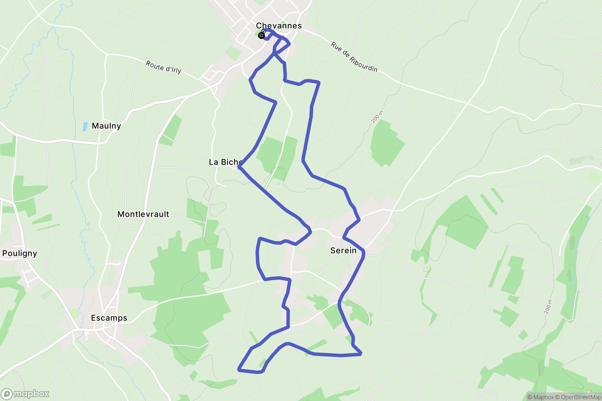 Chevannes : carte du parcours de randonnée - France