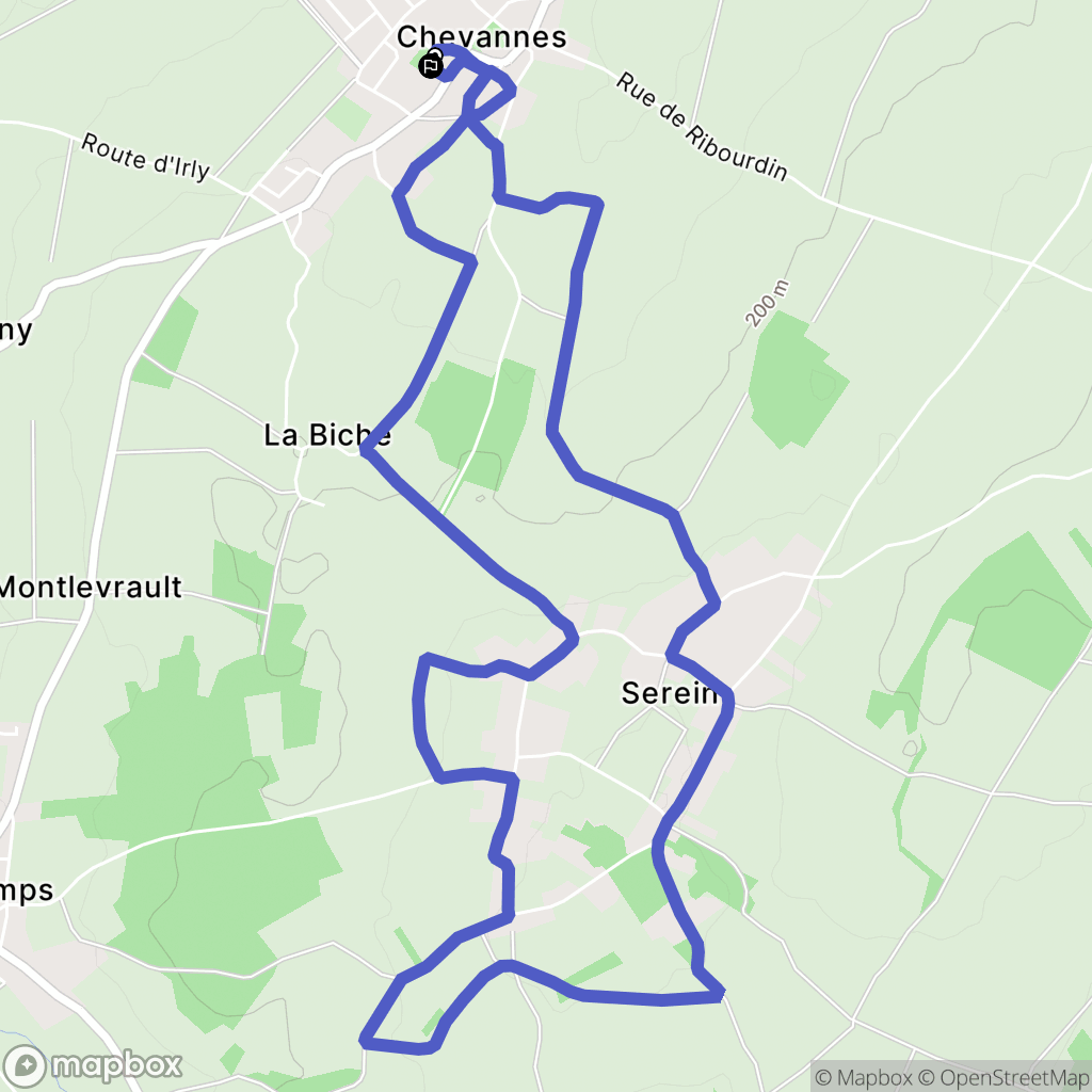 Chevannes : carte du parcours de randonnée - France