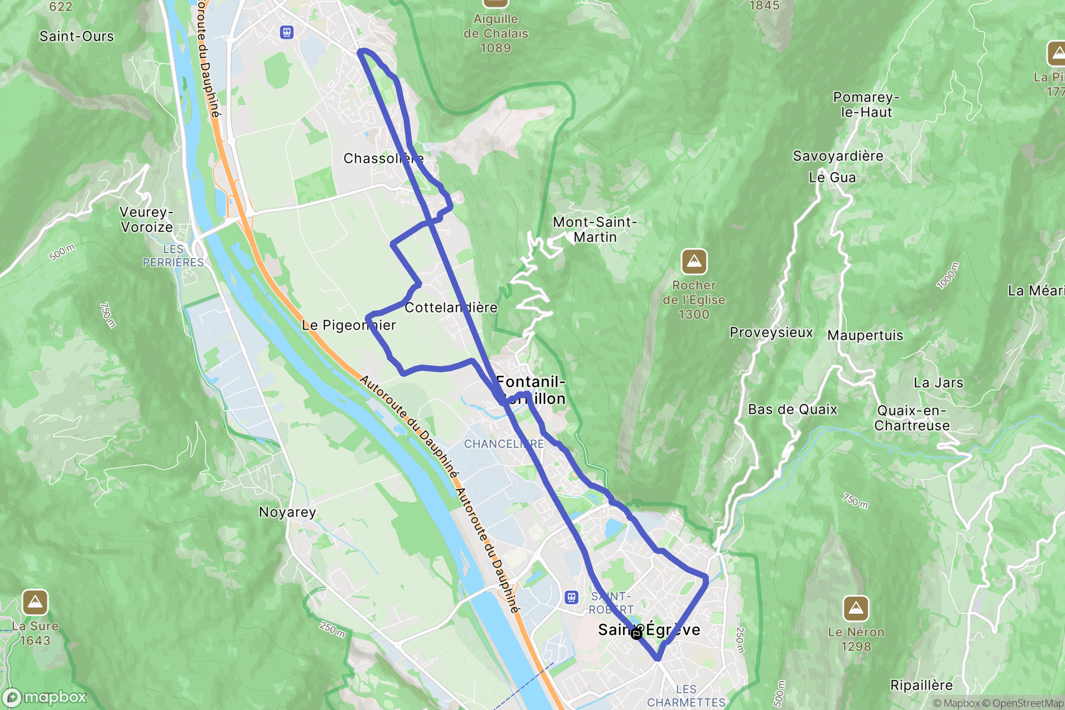 Saint-Egrève : carte du parcours de randonnée - France