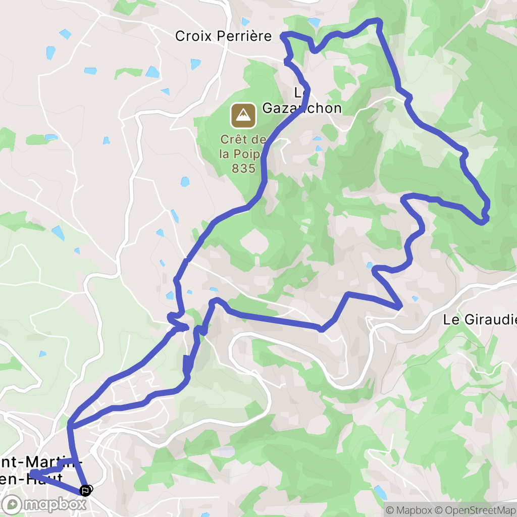 Saint-Martin-en-Haut : carte du parcours de randonnée - France