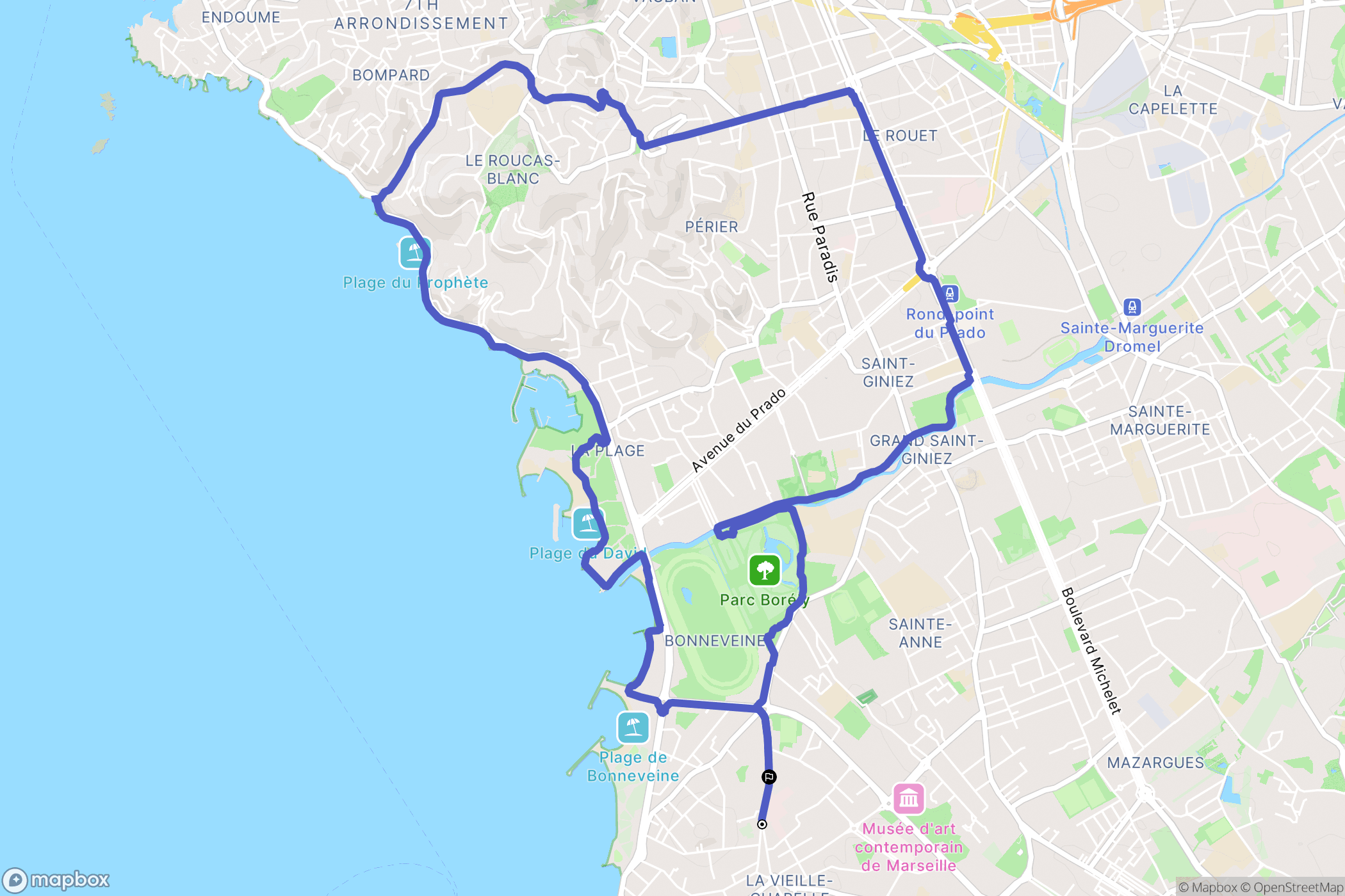 Marseille : carte du parcours de randonnée - France