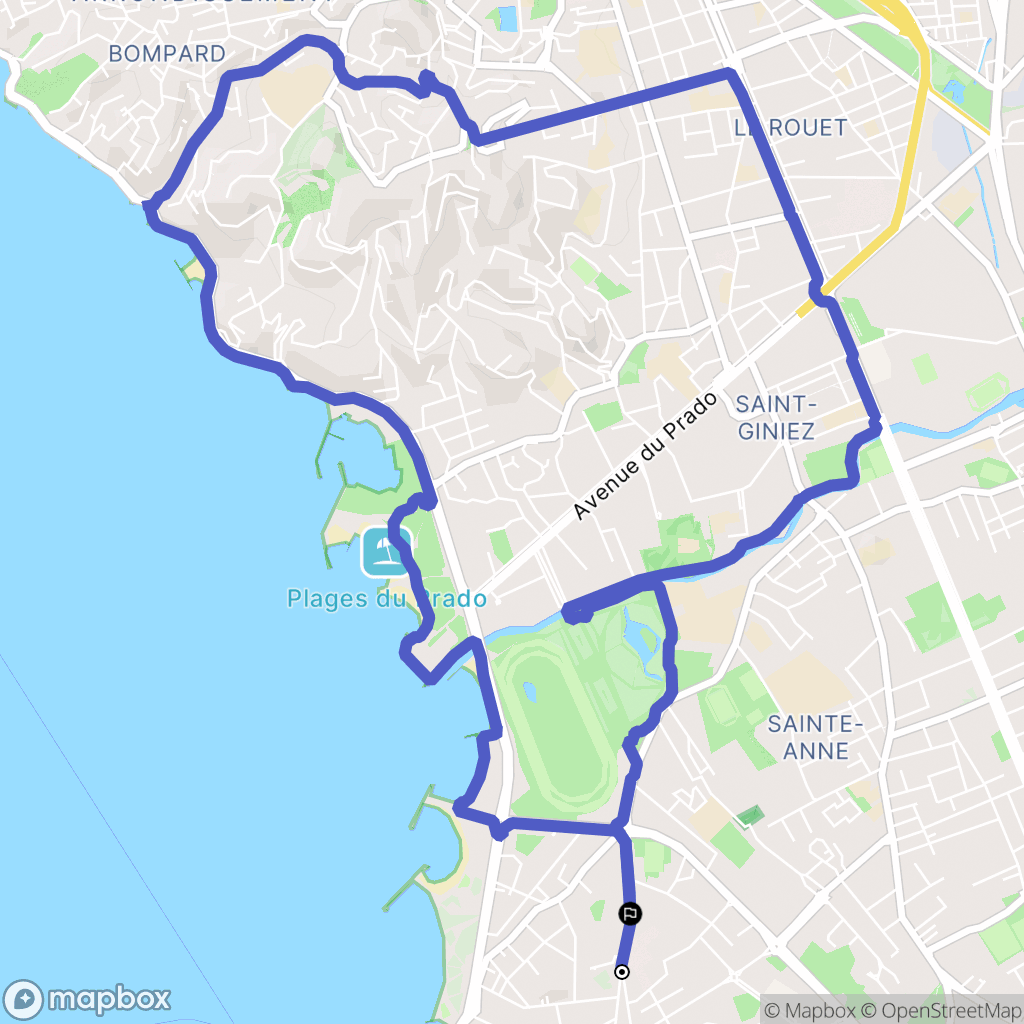 Marseille : carte du parcours de randonnée - France