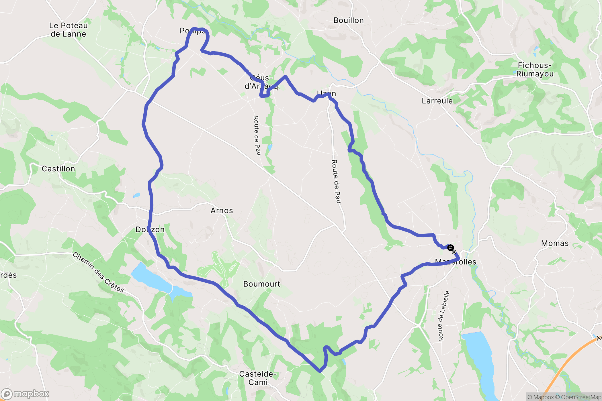 Mazerolles : carte du parcours de randonnée - France