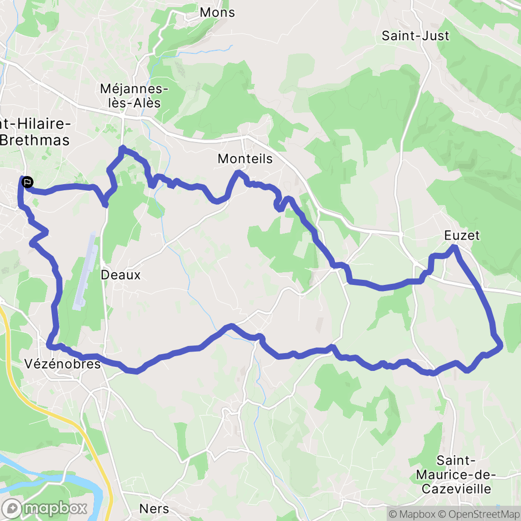 Saint-Hilaire-de-Brethmas : carte du parcours de randonnée - France