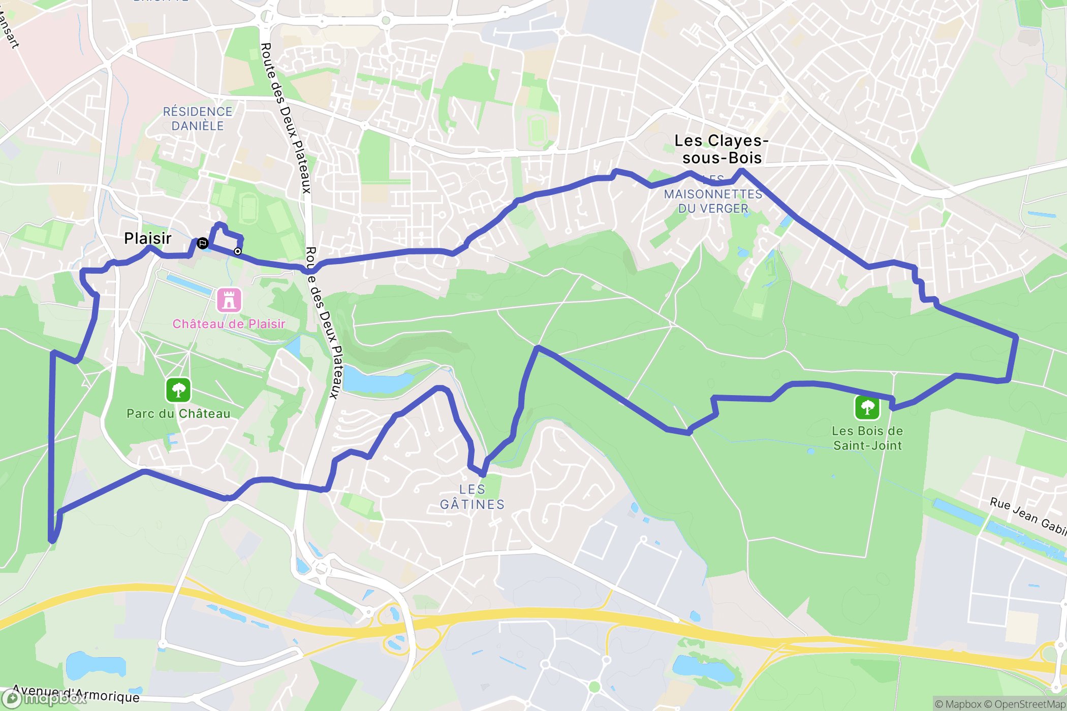 Plaisir : carte du parcours de randonnée - France