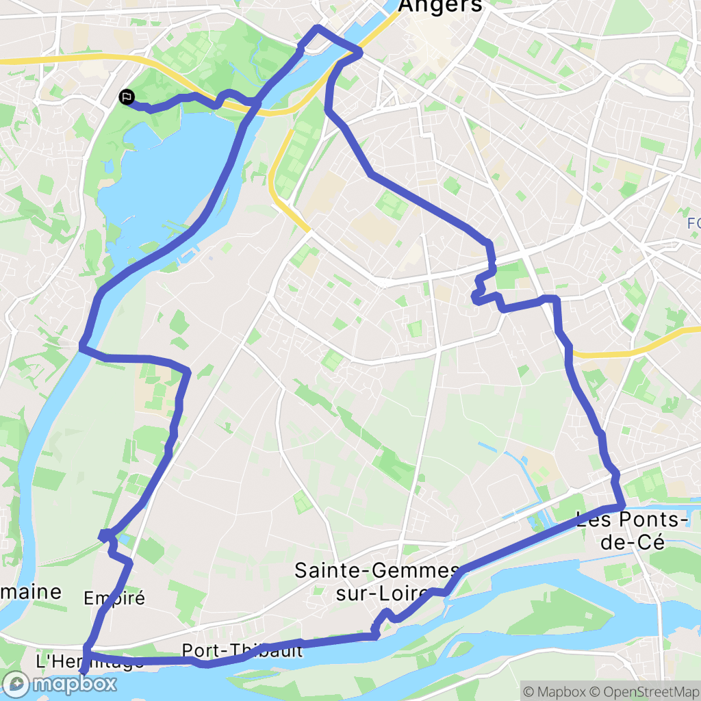 Angers : carte du parcours de randonnée - France