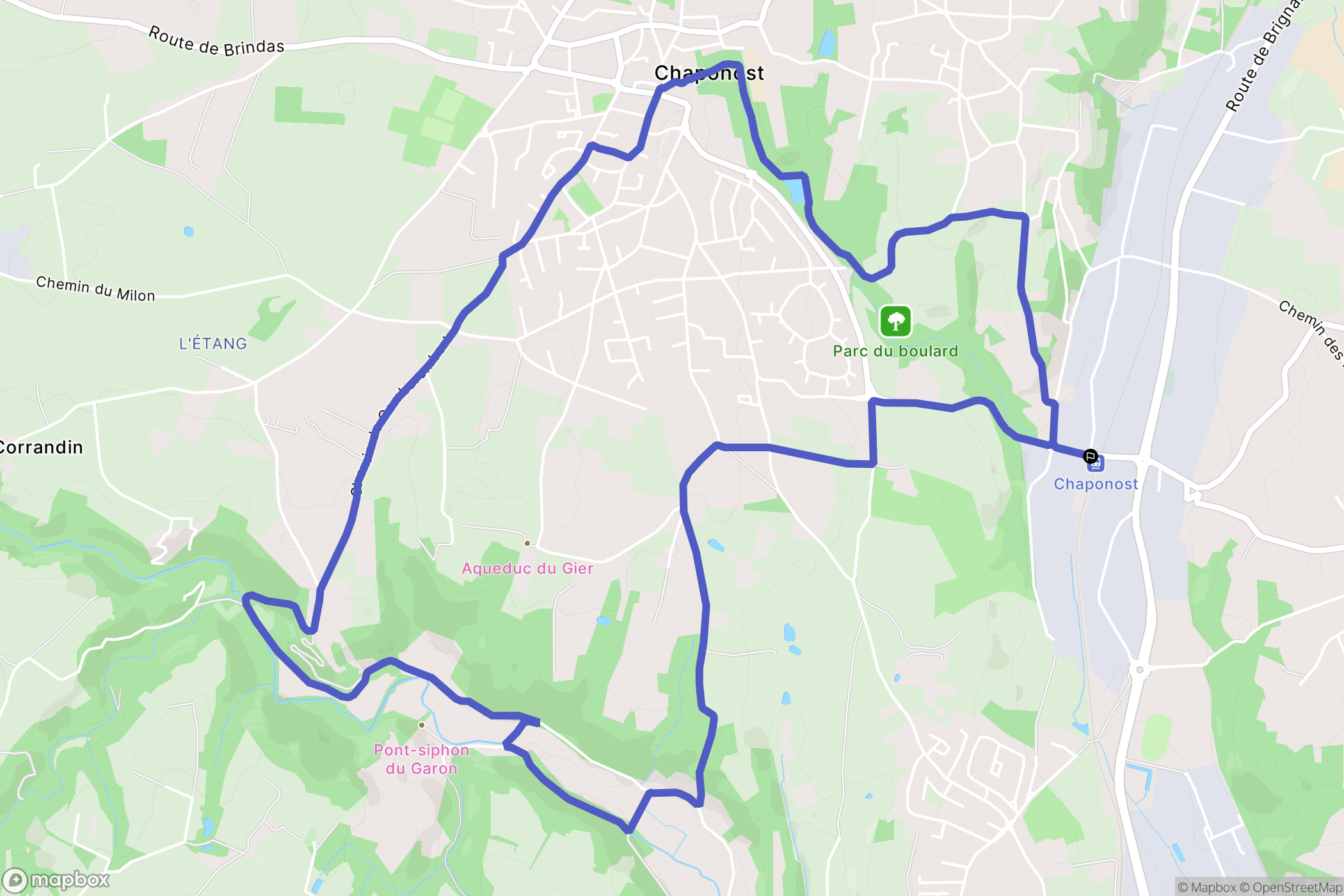 Chaponost : carte du parcours de randonnée - France