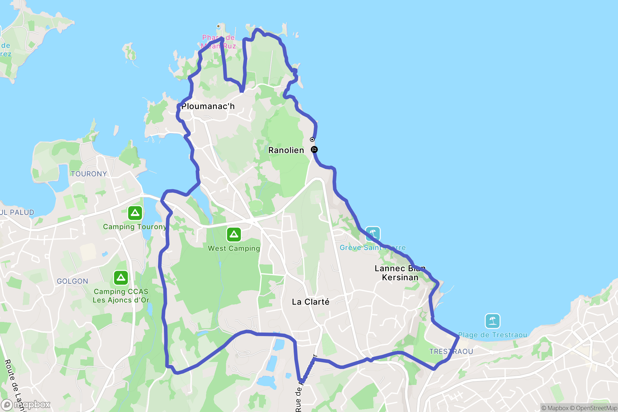 Perros-Guirec : carte du parcours de randonnée - France