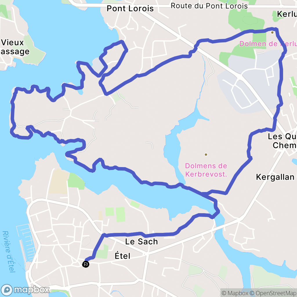 Étel : carte du parcours de randonnée - France