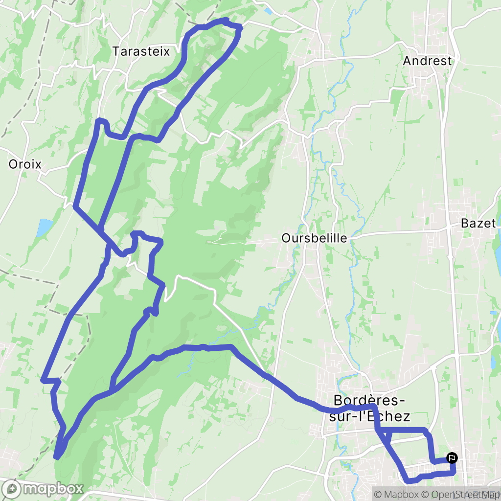 Tarbes : carte du parcours de randonnée - France