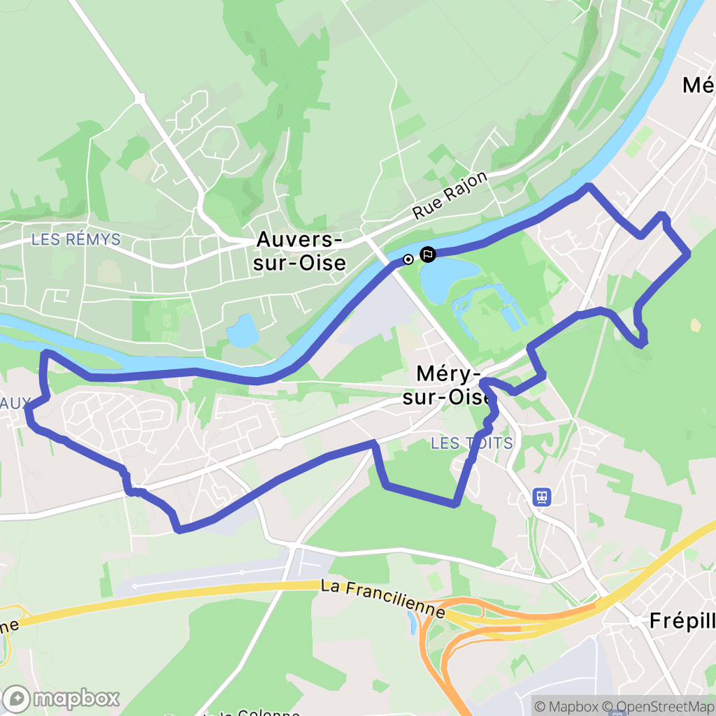 Méry-sur-Oise : carte du parcours de randonnée - France