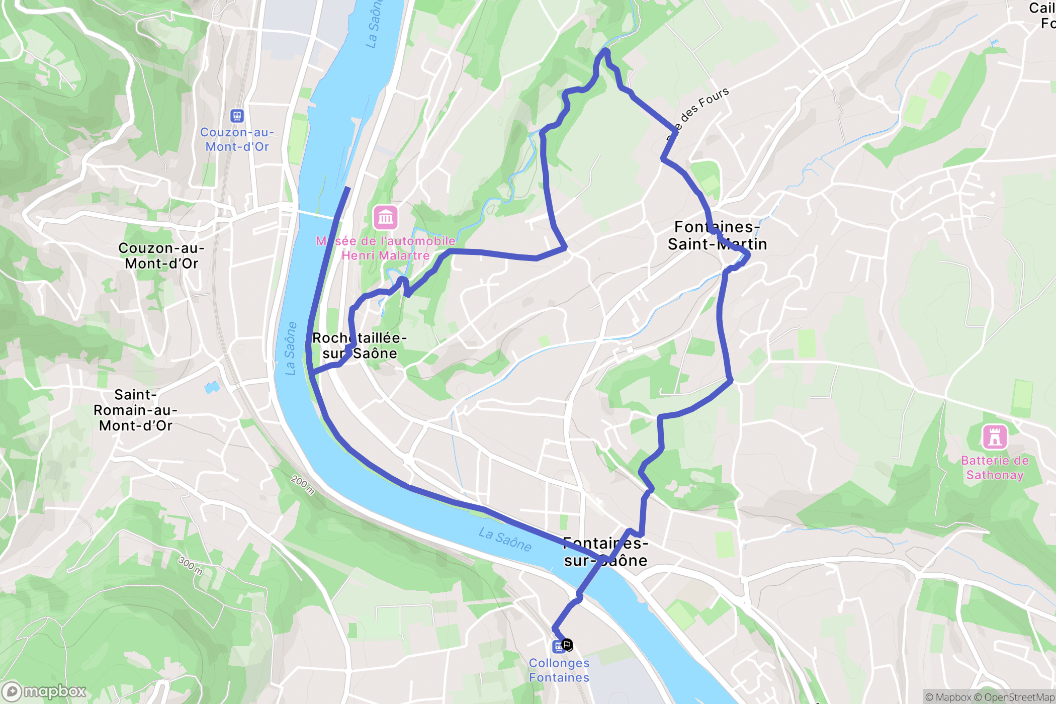 Collonges-au-Mont-d'Or : carte du parcours de randonnée - France