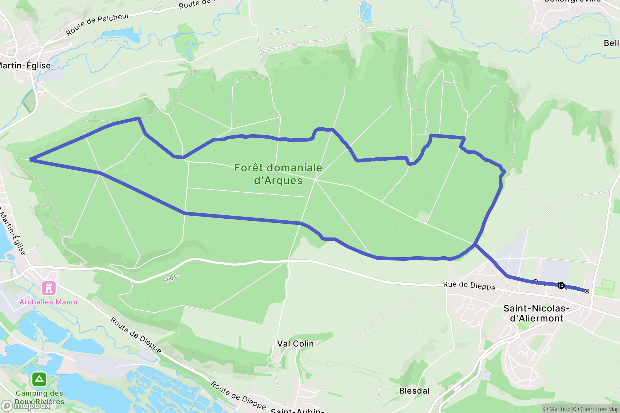 Saint-Nicolas-d'Aliermont : carte du parcours de randonnée - France