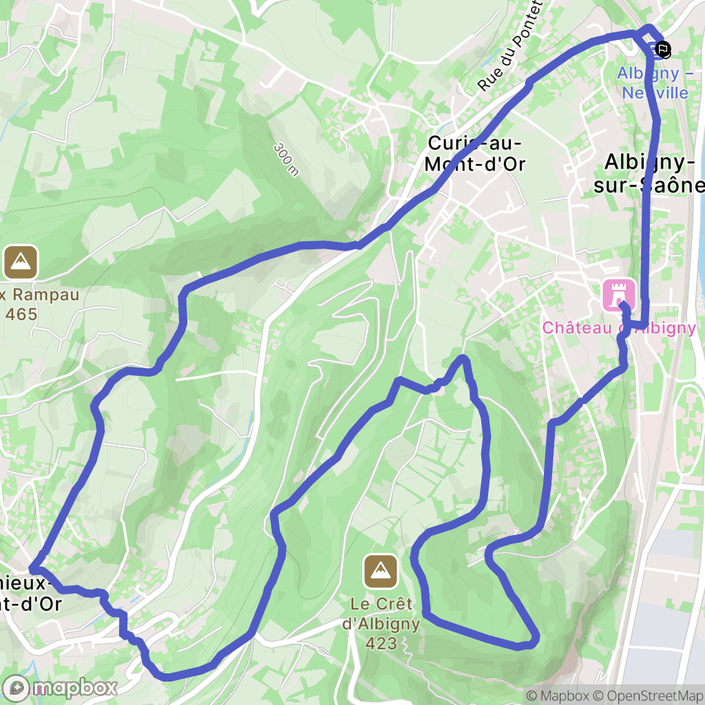 Albigny-sur-Saône : carte du parcours de randonnée - France