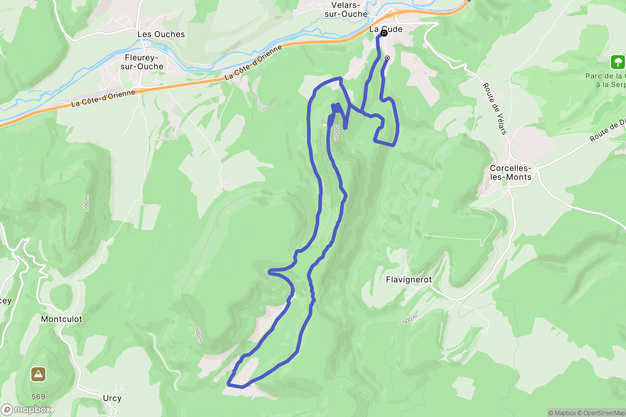 Velars-sur-Ouche : carte du parcours de randonnée - France