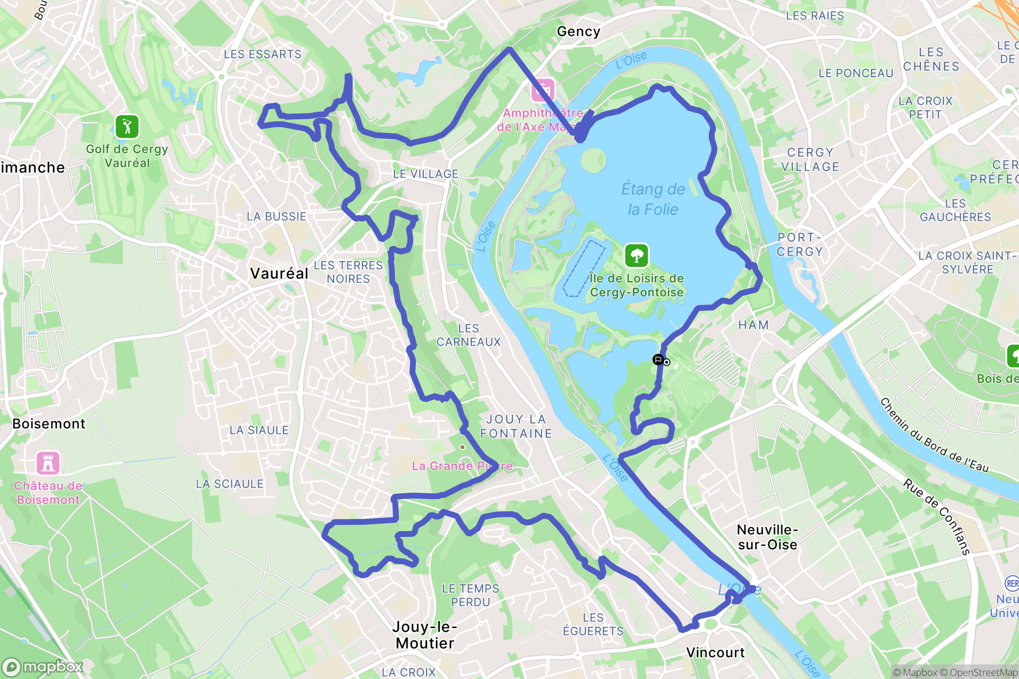 Neuville-sur-Oise : carte du parcours de randonnée - France