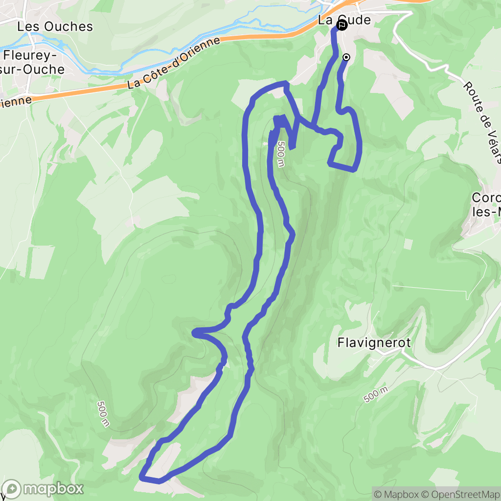 Velars-sur-Ouche : carte du parcours de randonnée - France