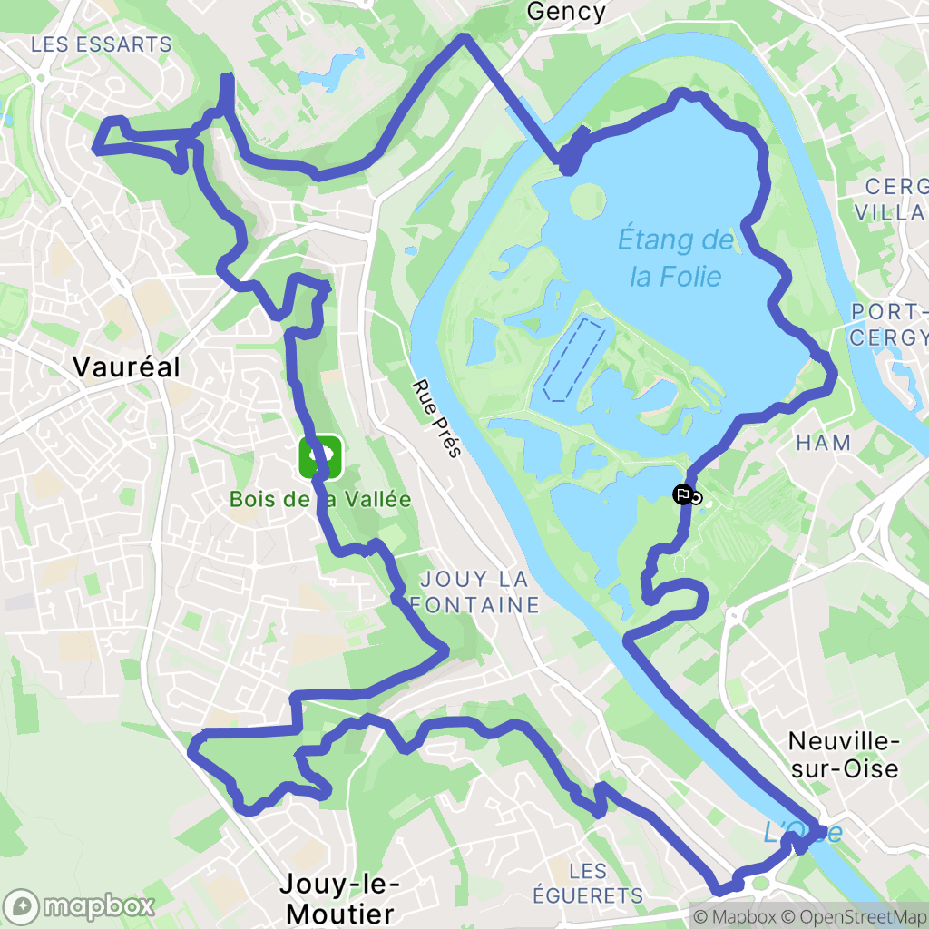 Neuville-sur-Oise : carte du parcours de randonnée - France