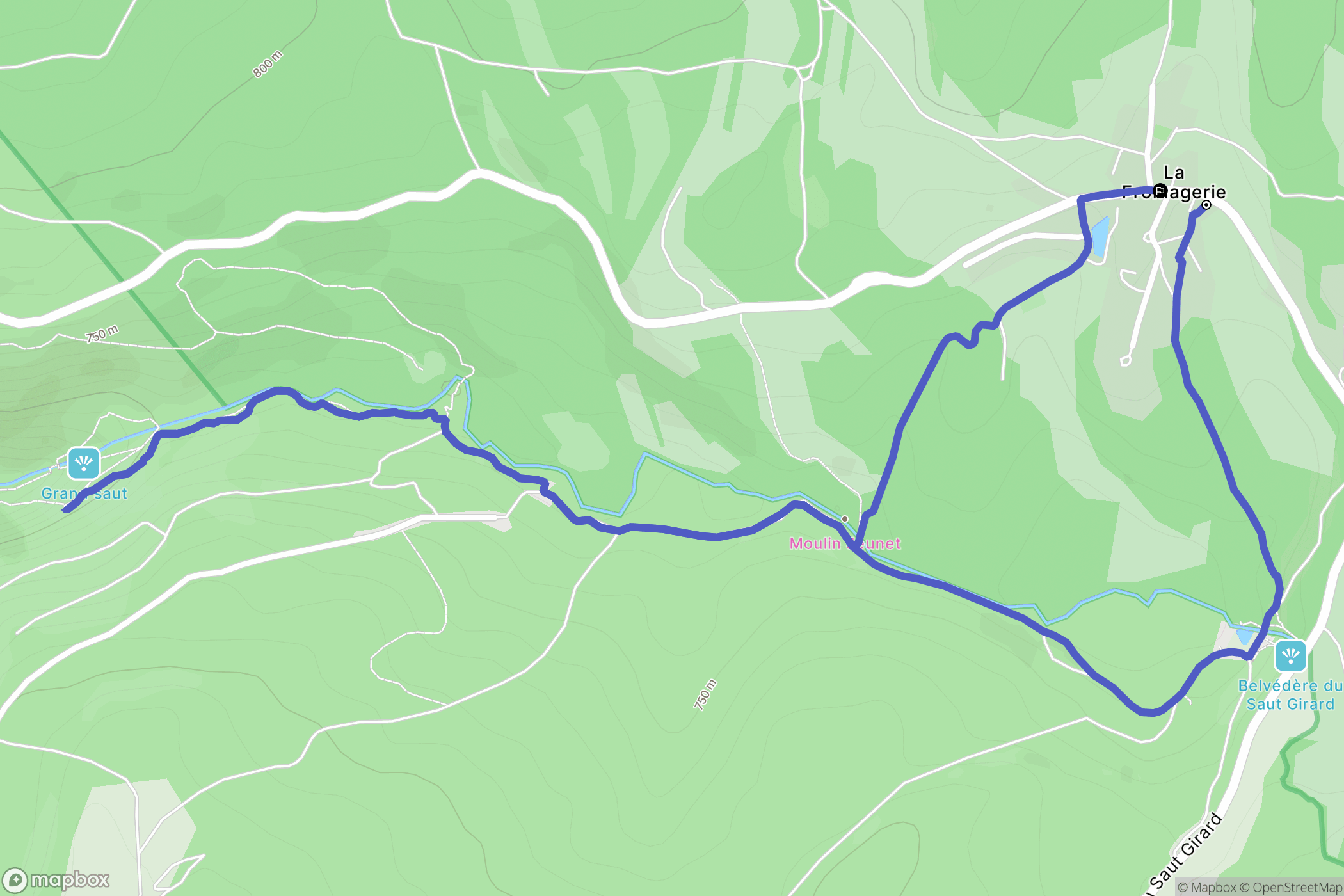 Le Frasnois : carte du parcours de randonnée - France