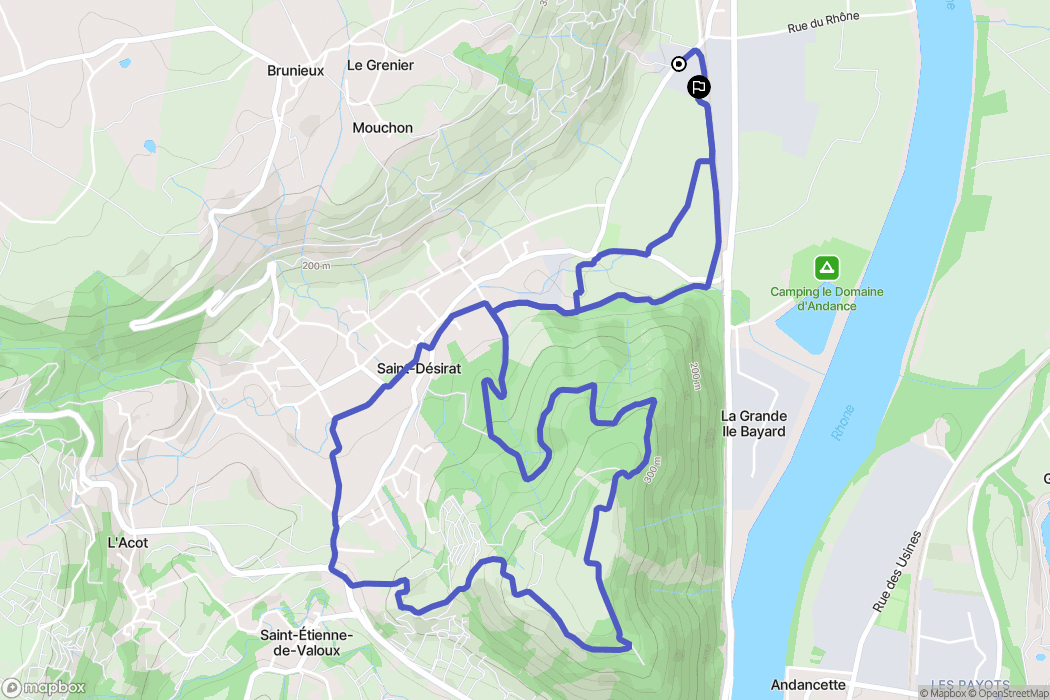 Champagne : carte du parcours de randonnée - France