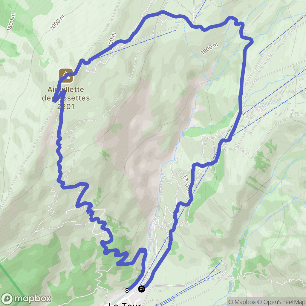 Chamonix-Mont-Blanc : carte du parcours de randonnée - France
