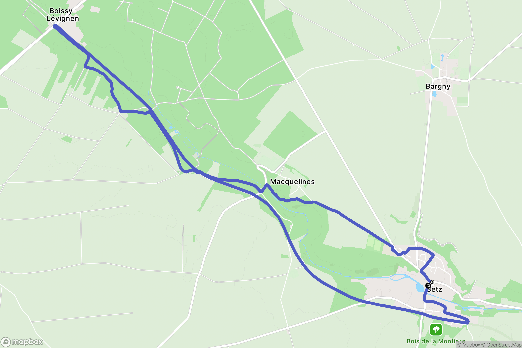 Betz : carte du parcours de randonnée - France