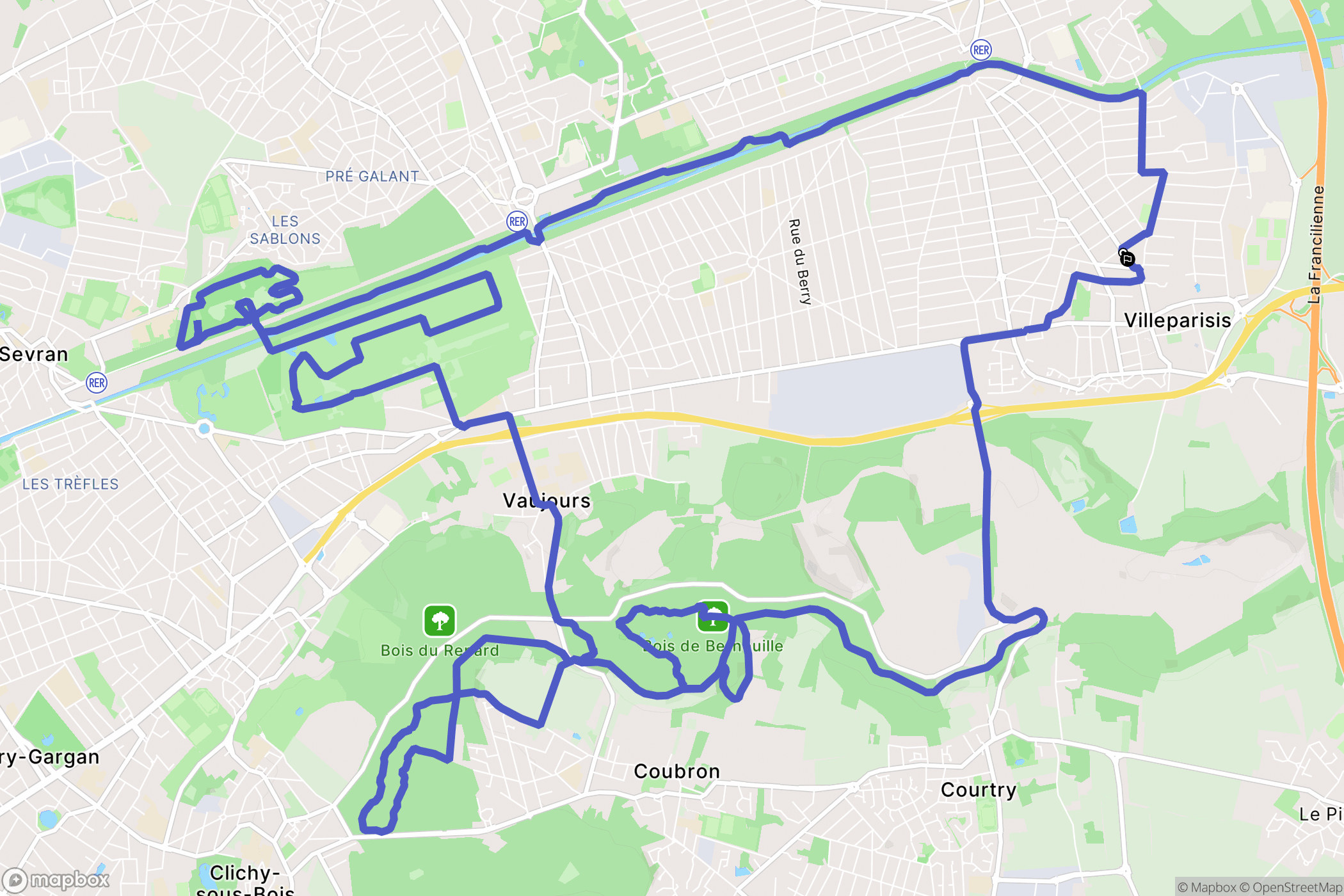 Villeparisis : carte du parcours de randonnée - France