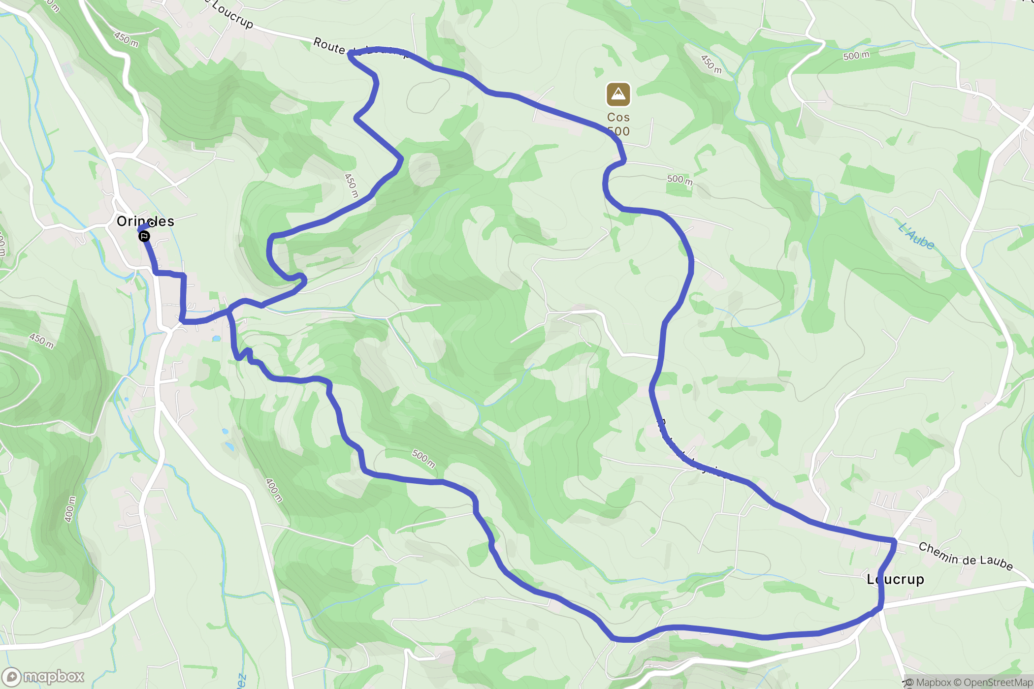 Orincles : carte du parcours de randonnée - France