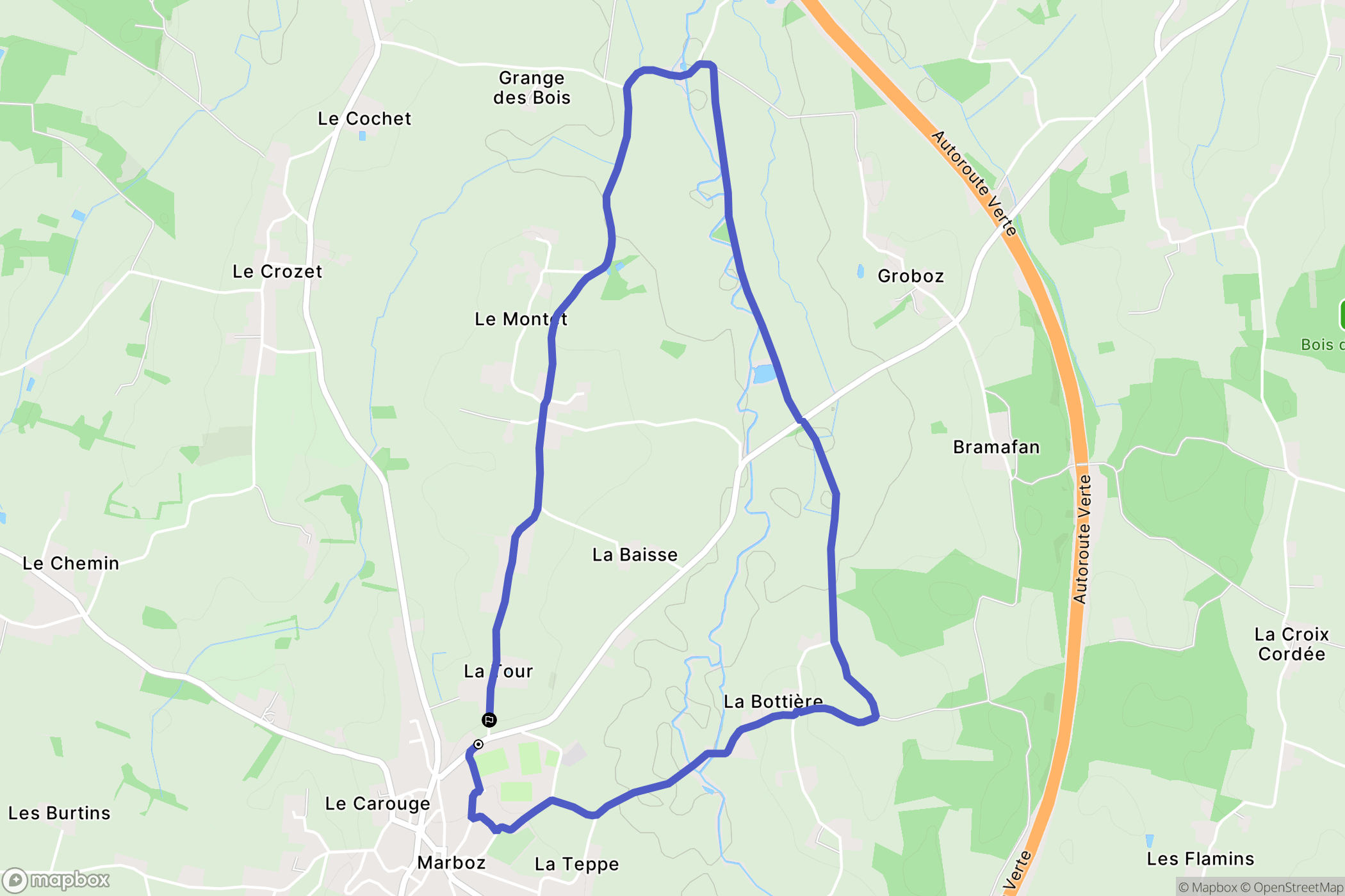 Marboz : carte du parcours de randonnée - France