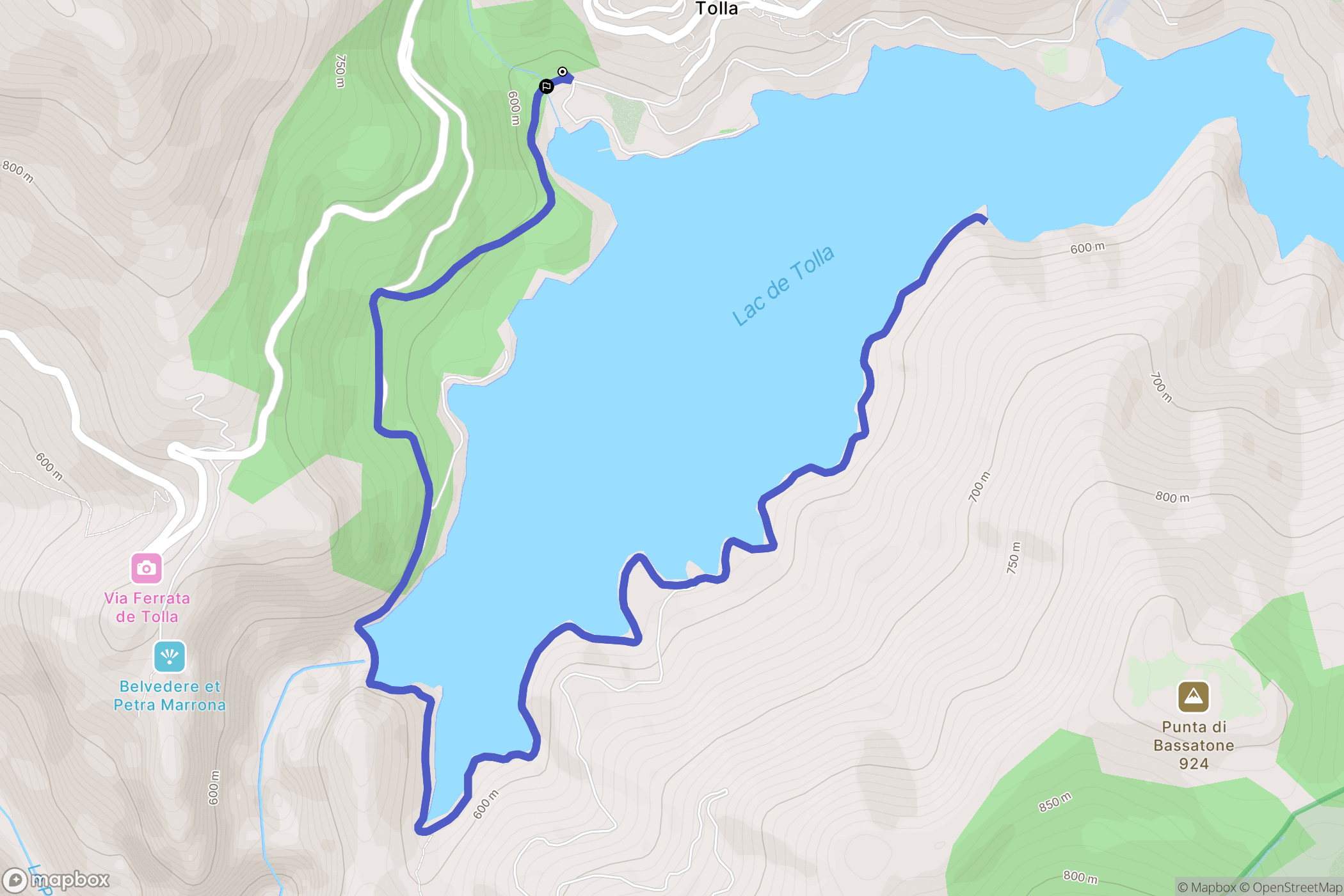 Tolla : carte du parcours de randonnée - France
