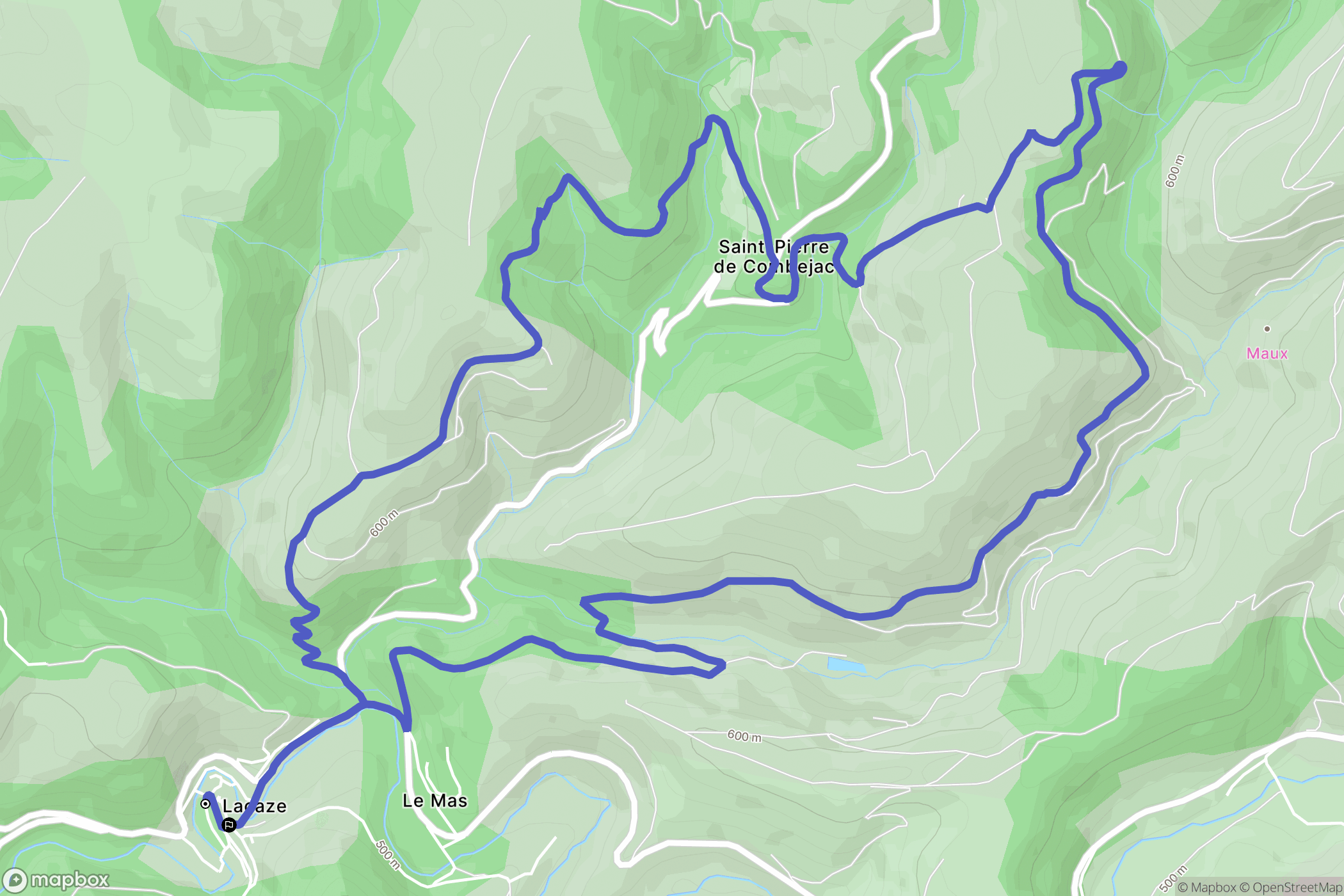 Lacaze : carte du parcours de randonnée - France