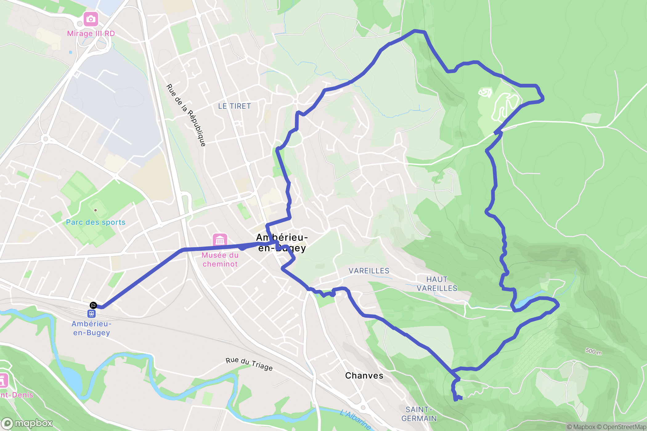 Ambérieu-en-Bugey : carte du parcours de randonnée - France