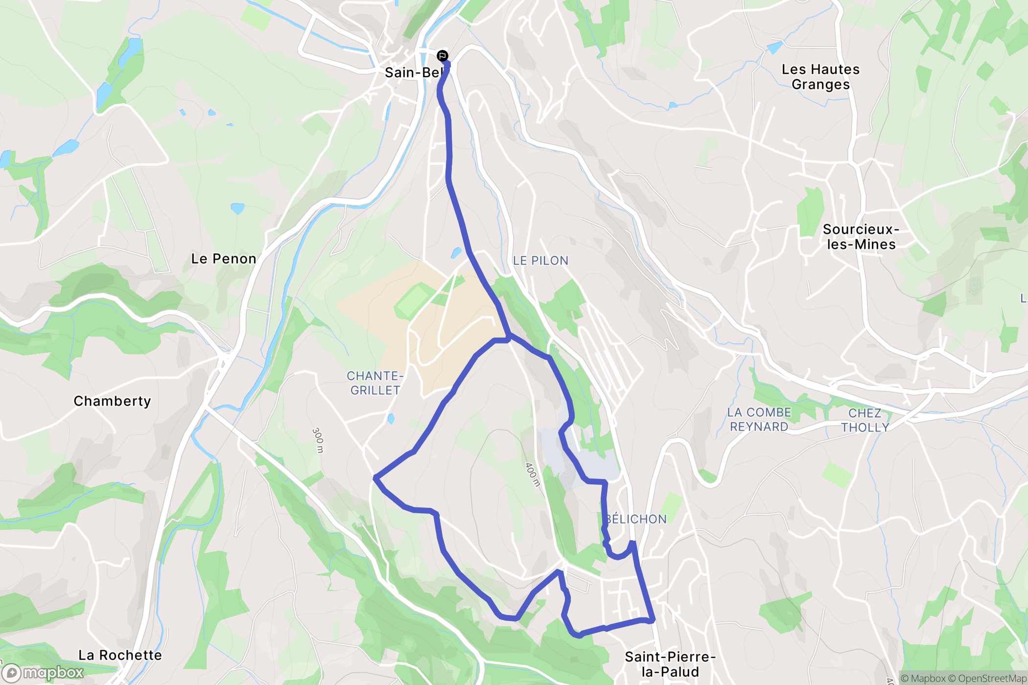 Sain-Bel : carte du parcours de randonnée - France