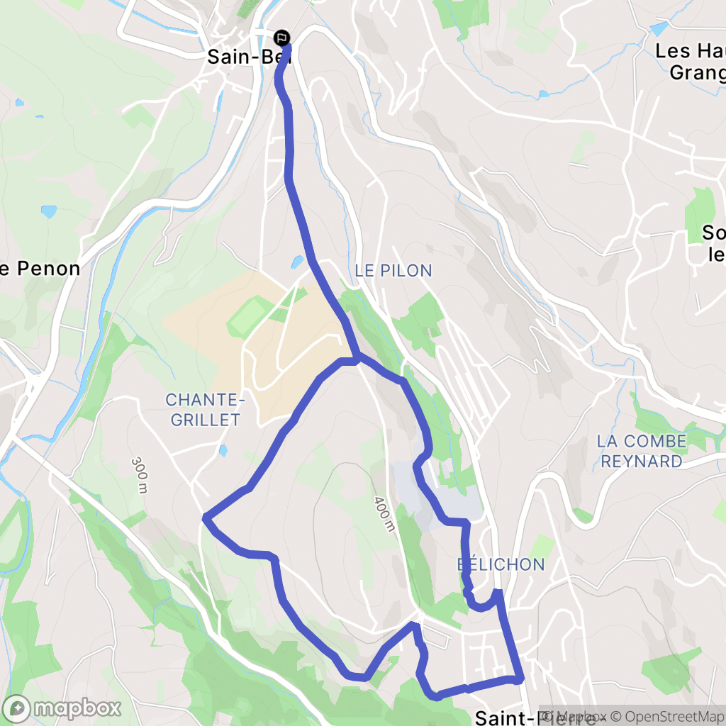 Sain-Bel : carte du parcours de randonnée - France