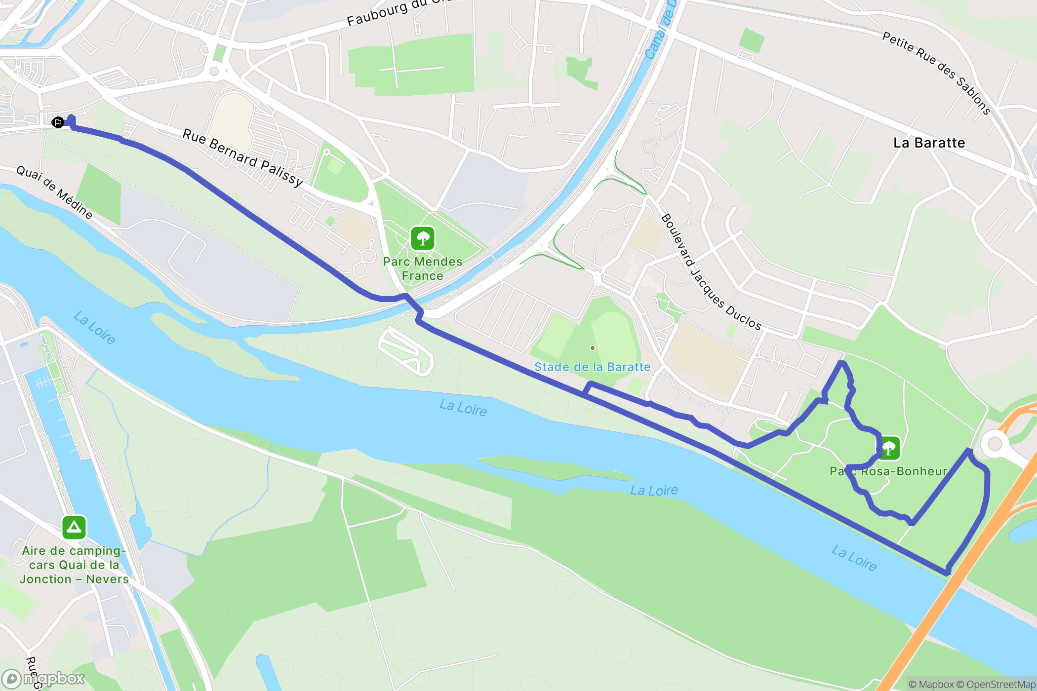 Nevers : carte du parcours de randonnée - France